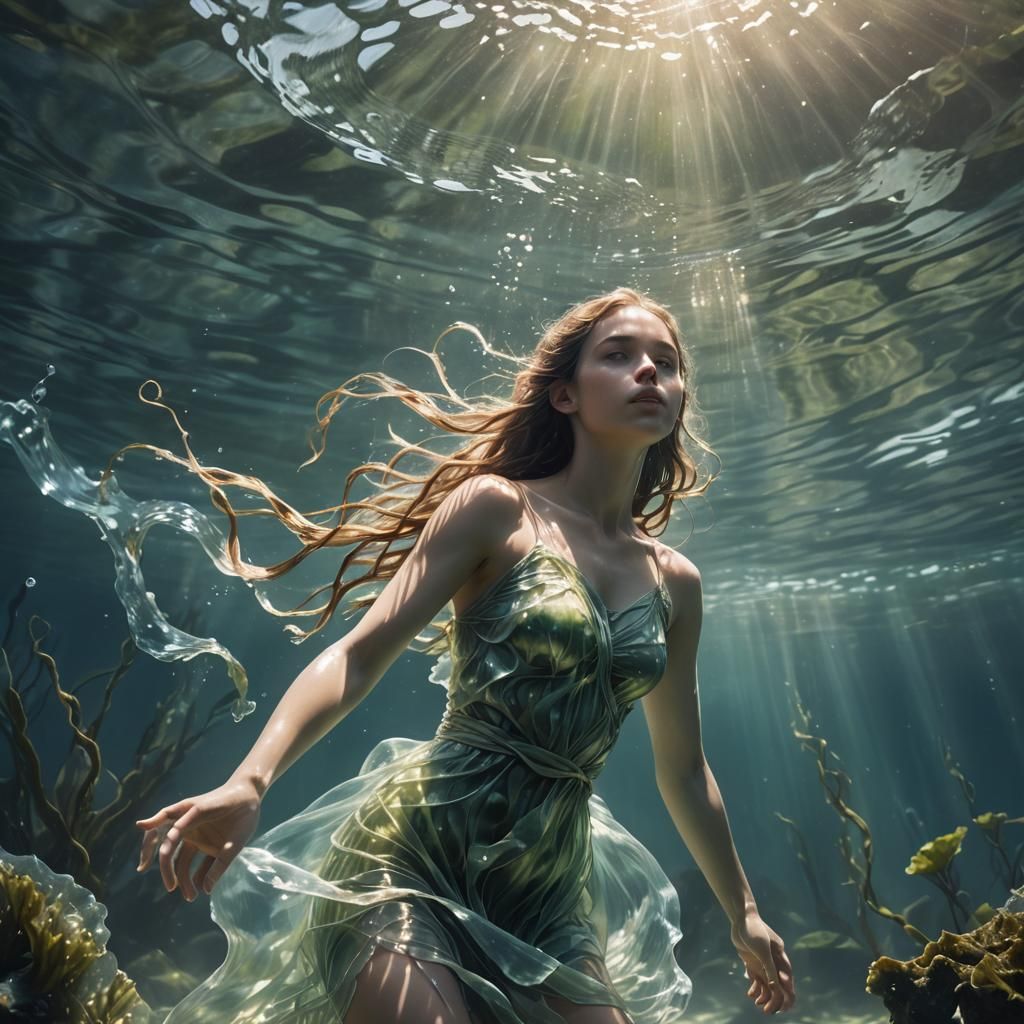 Surreal Mermaid Goddess in Ethereal Water Realm