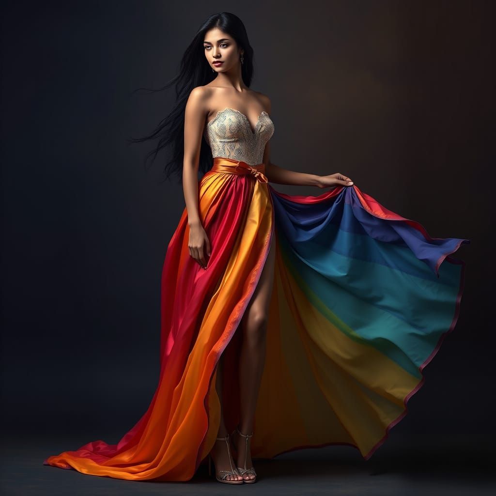 Rainbow Gown on Bihar Indian Woman