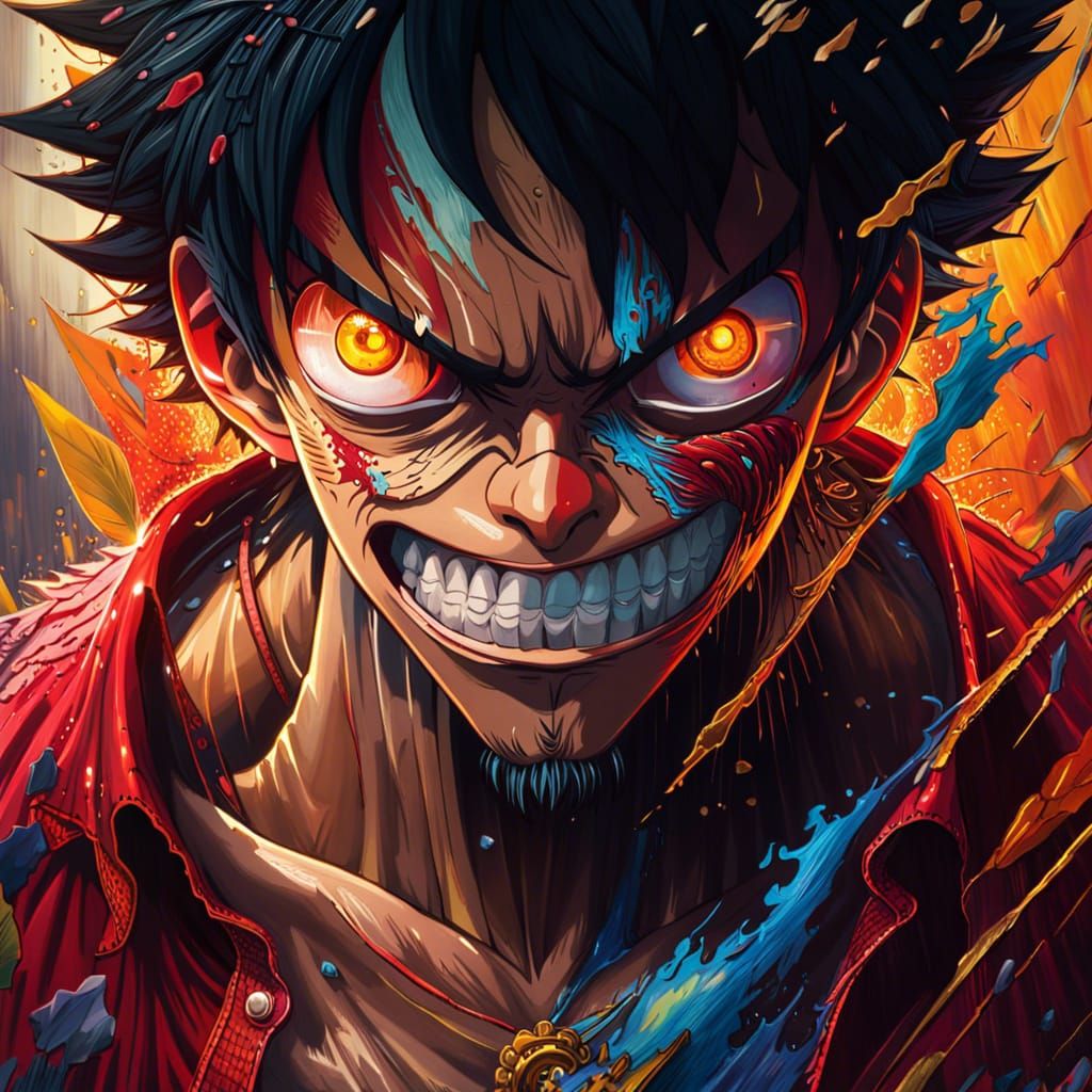 Monkey D. Luffy: Hyperrealistic Splash Art Portrait