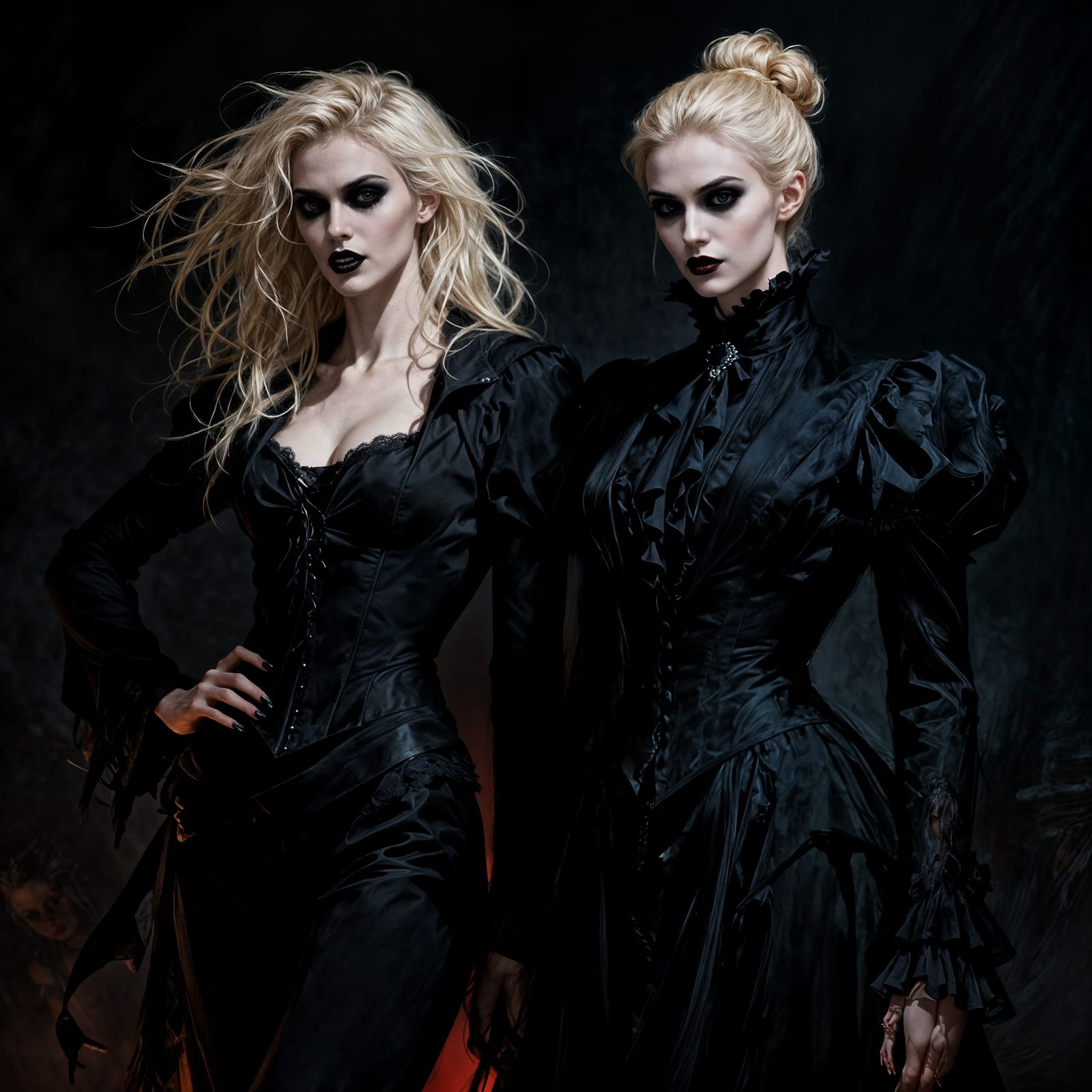 Twin Vampires: Dark Fantasy Digital Painting