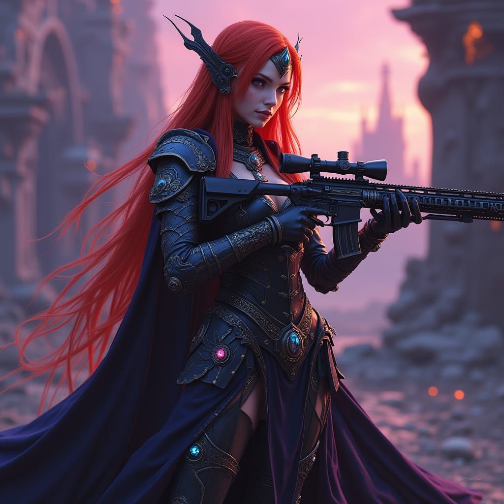 Eldar Sniper in Gothic Ruins