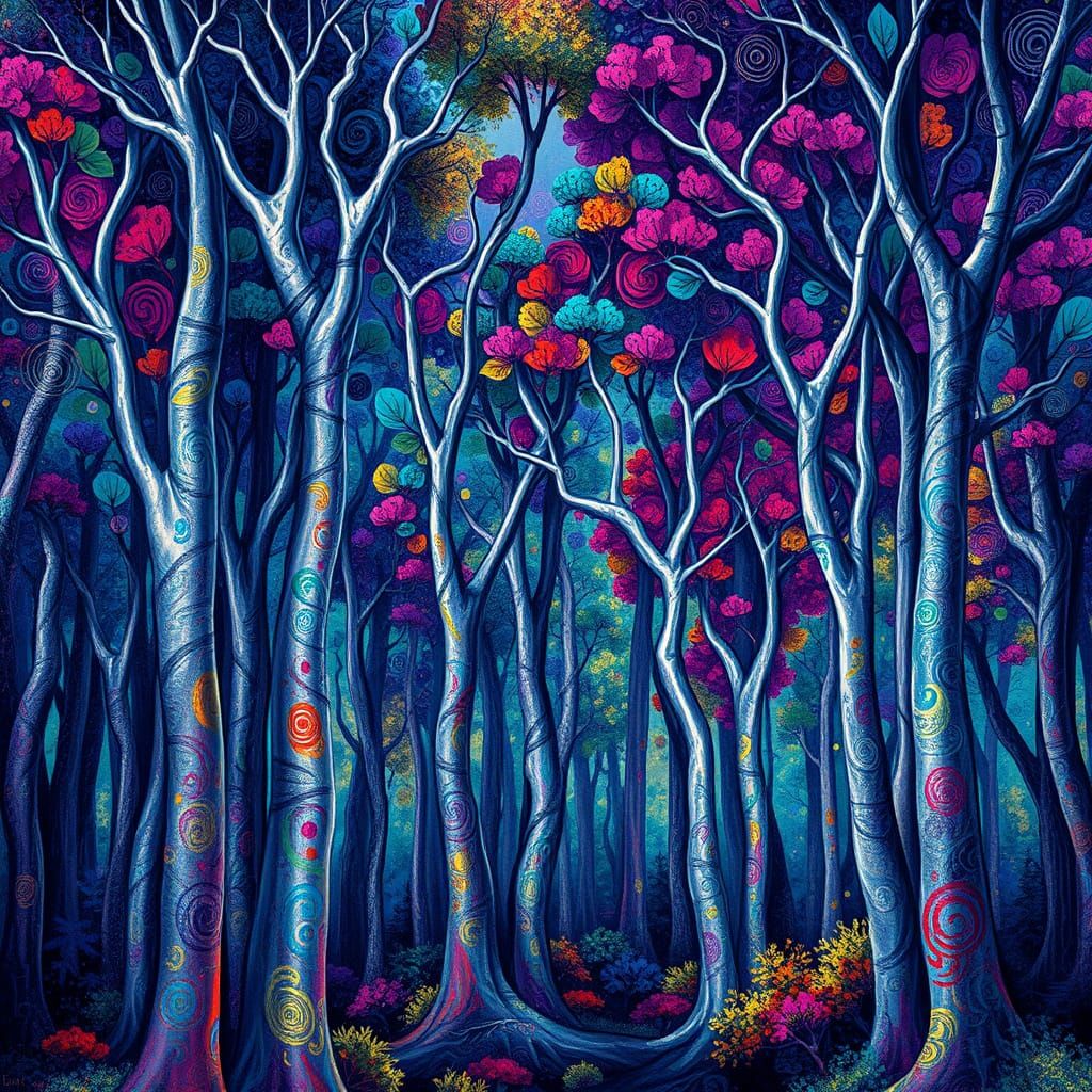 Electric Dream Forest in Vibrant Urban Style