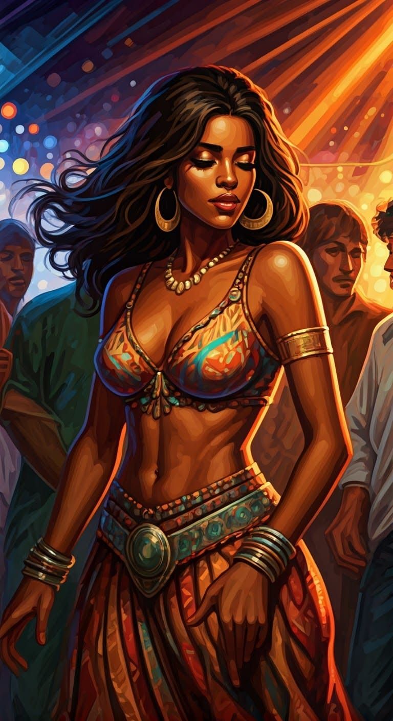 Vibrant Brown Woman Lost in Dance