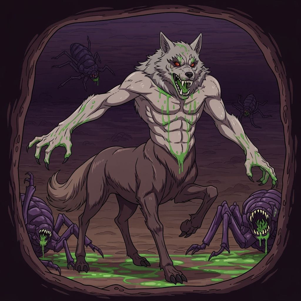 Cademtrolls: Giant Canine Centaurs in Manga Anime Style