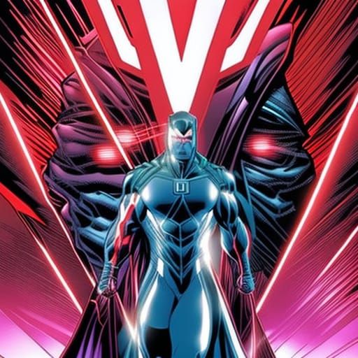 Dynamic Comic Book Superhero with X-Ray Vision