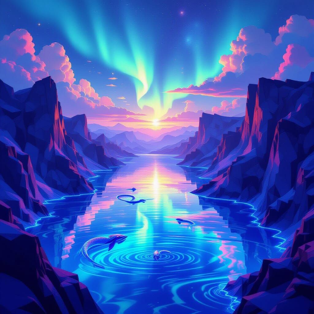 Galactic Serpent Lake with Fractal Cliffs