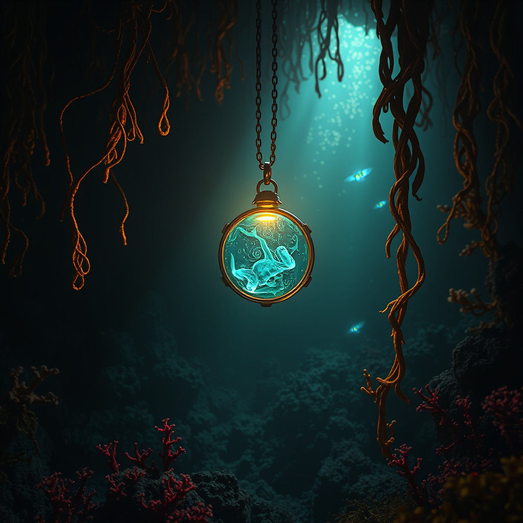 Mysterious Glowing Amulet in Ocean Abyss