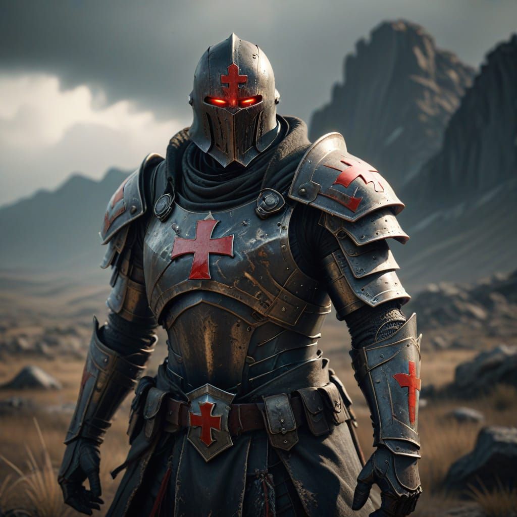 Lone Templar Knight in Dark Fantasy Concept Art