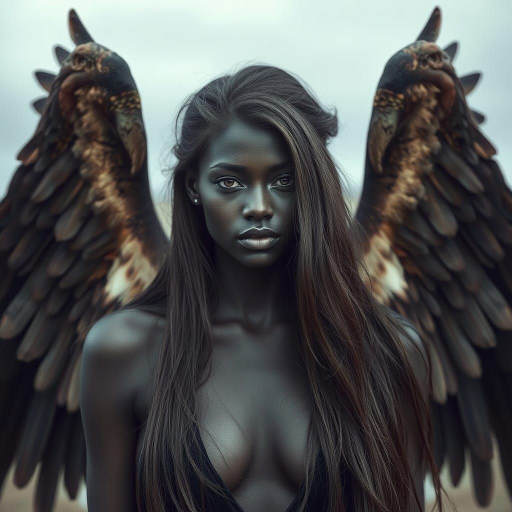 Hyperrealistic Portrait of a Dark-Skinned Mermaid Holding a ...