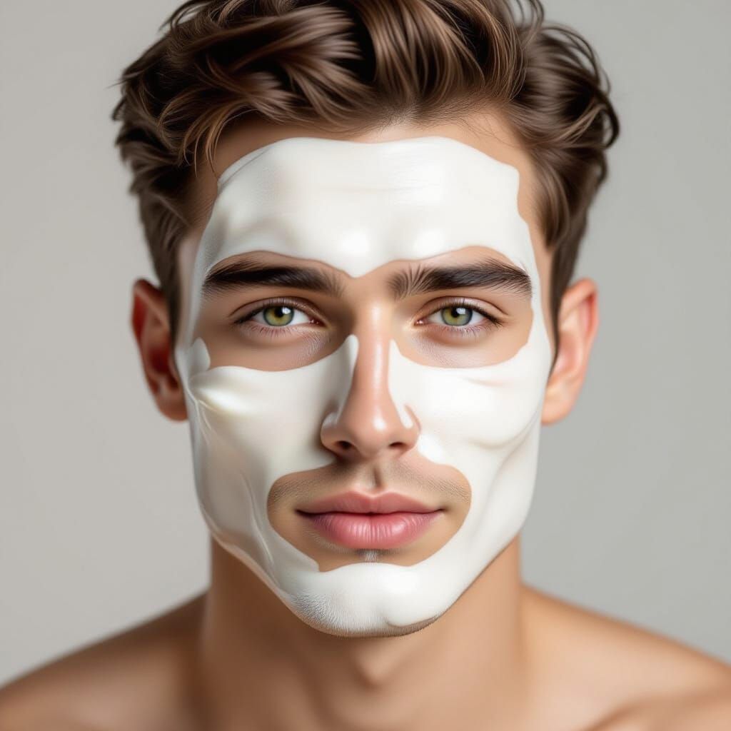 Striking Portrait of a Man with a Milk-Like Face