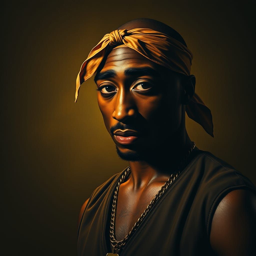Tupac Shakur Portrait in Baroque Style