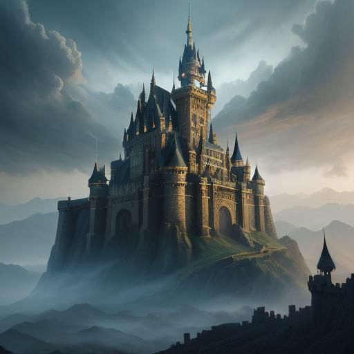 Epic Dragon and Castle Digital Painting