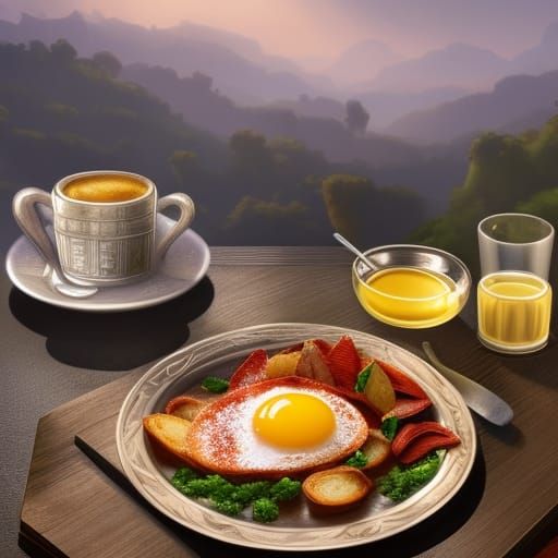 Delicious Full English Breakfast in 3D Digital Art