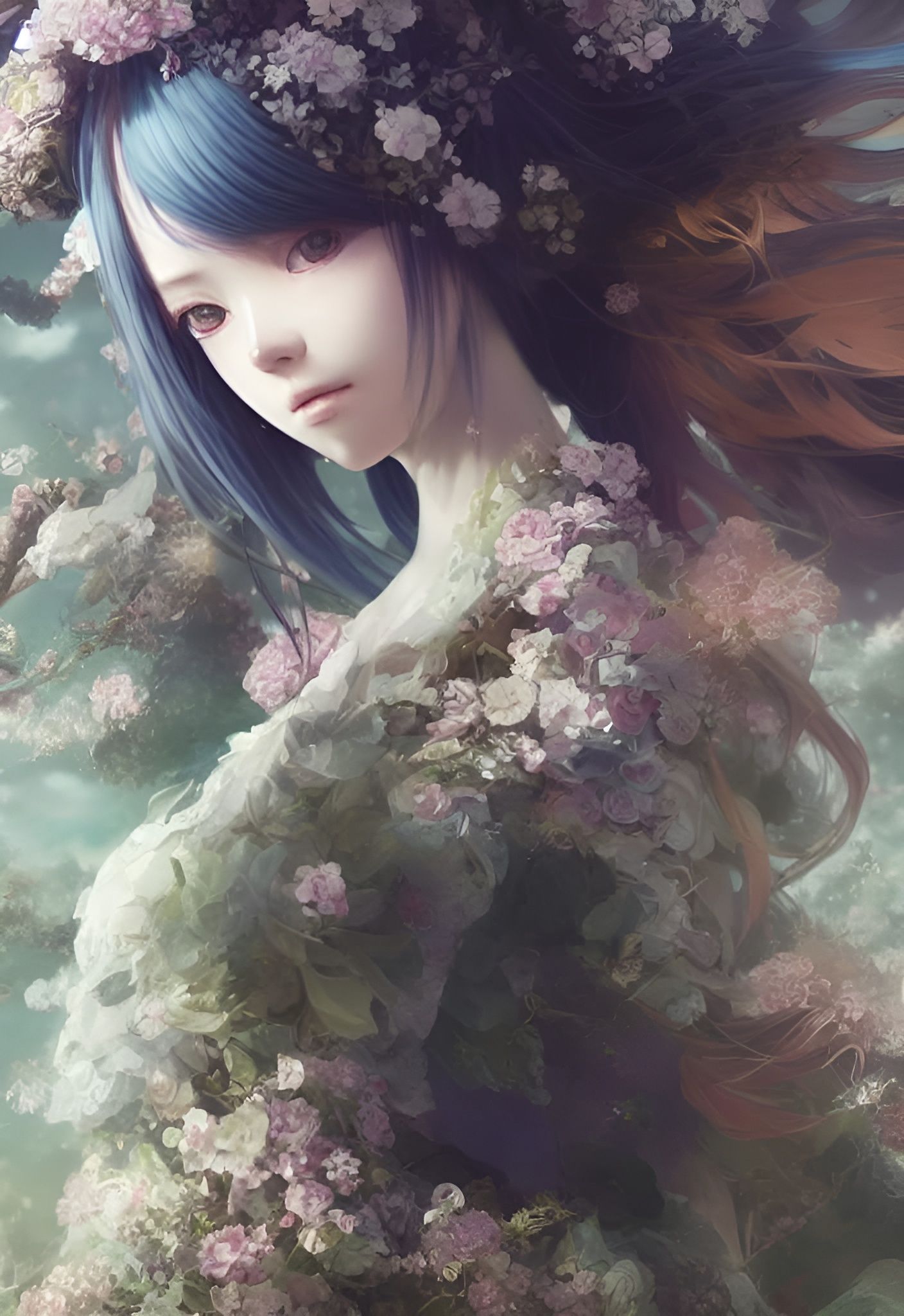 Wind Princess Portrait in Watercolor Style