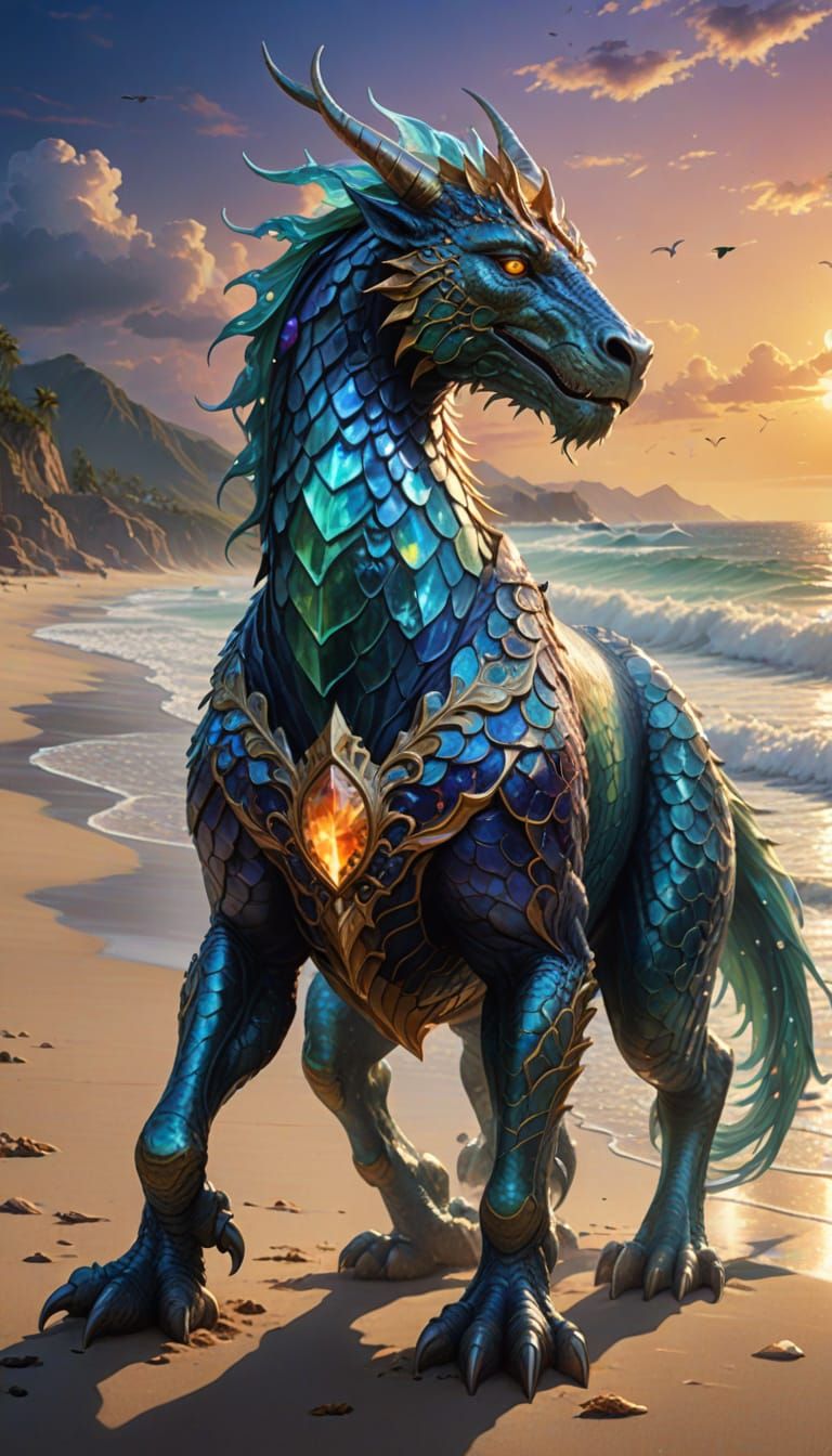 Mythical Ocean Glass Creature on Beach