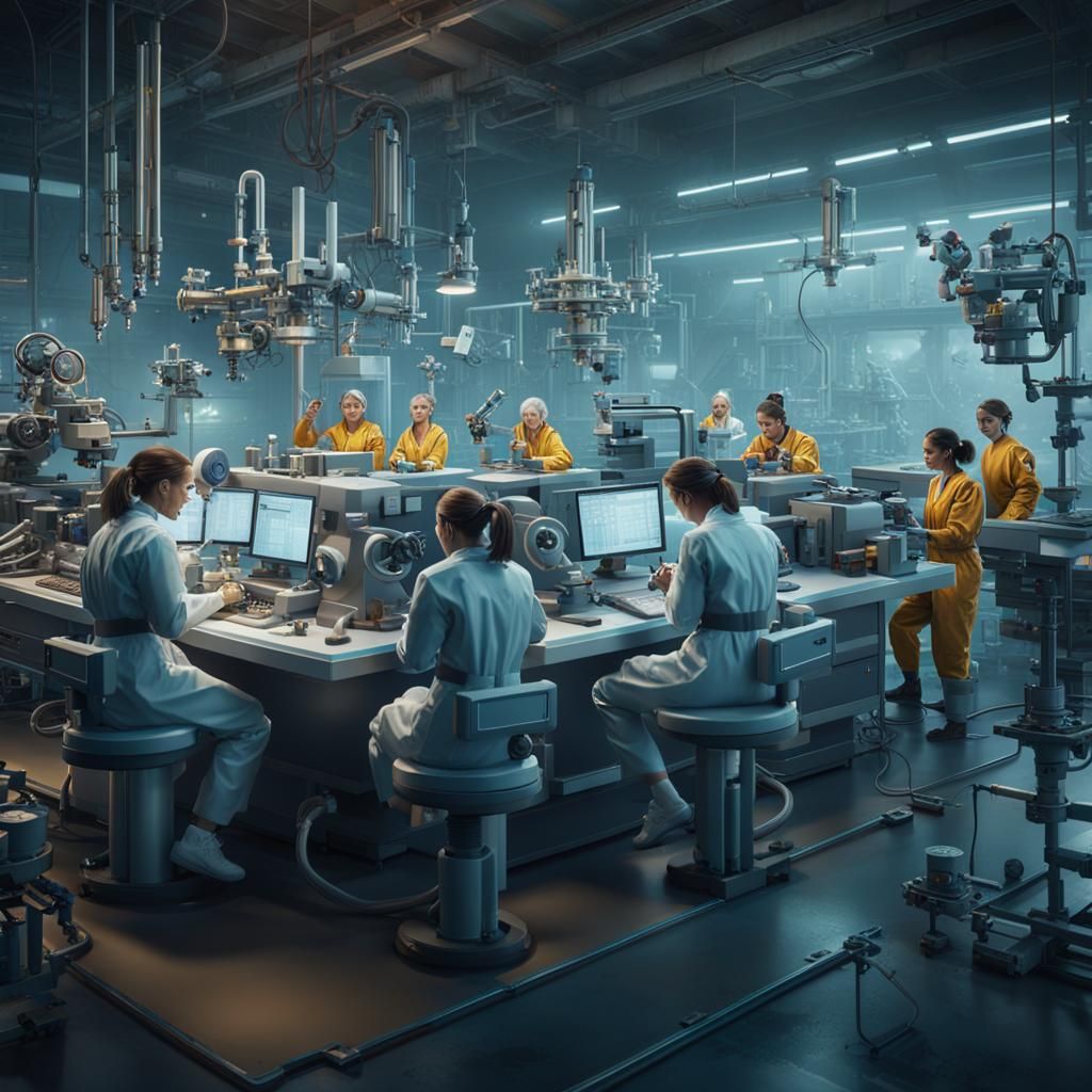 Female Scientists in Lab: Detailed Matte Painting