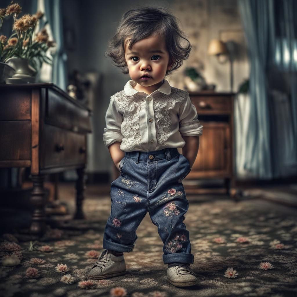 Cute Flower Baby with Clothes: Hyperrealistic Image