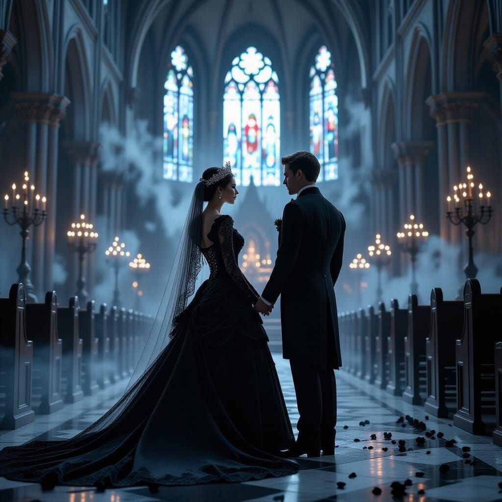 Gothic Wedding in Decaying Cathedral