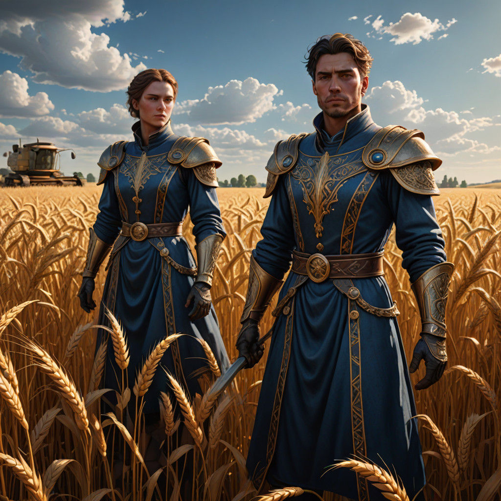 Mannerist Fantasy Harvest Scene with Golden Wheat and Cinema...