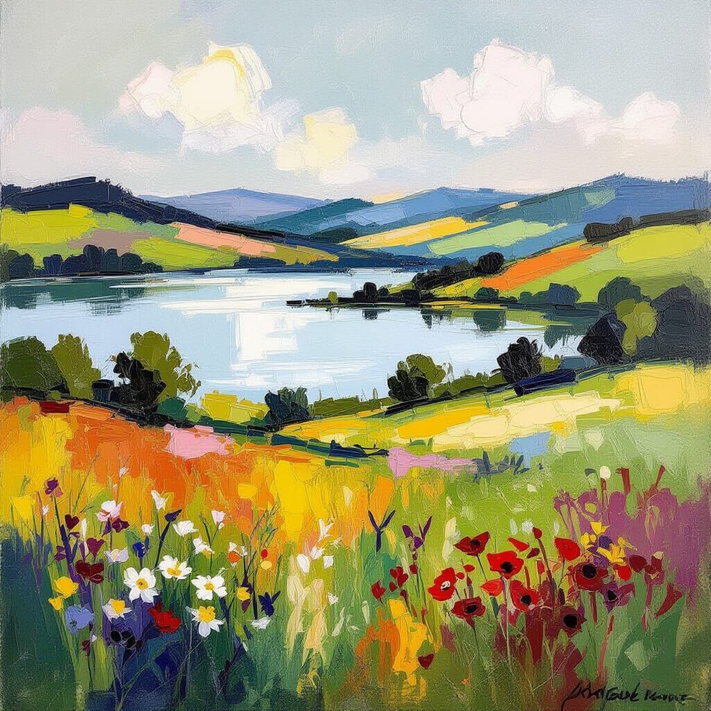 Oregon Landscape in Impressionistic Impasto Style