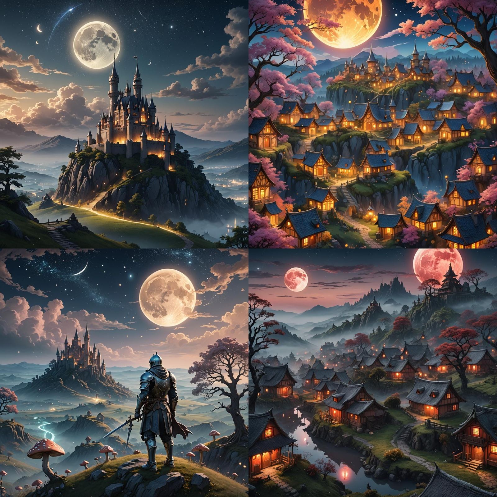 Mythical Medieval Country with Three Moons: Anime Art