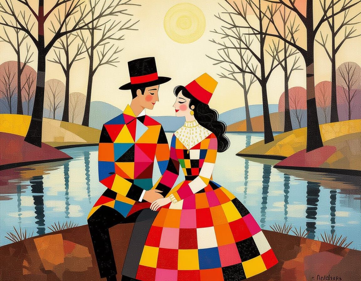 Couple Sitting on a Bank in the Park