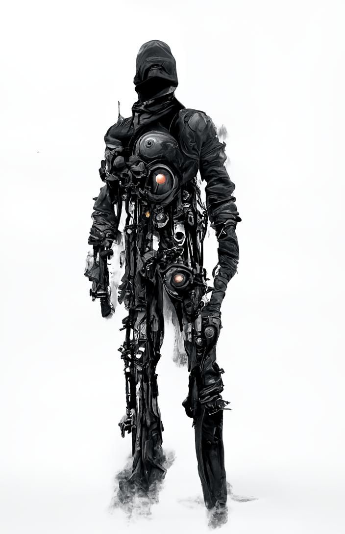 Cybernetic Man in Dark Fantasy, Detailed Digital Art