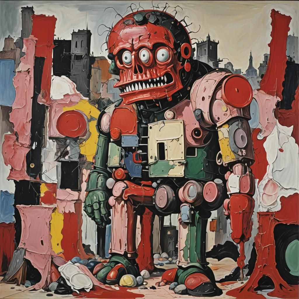 Surreal Giant Painting in Style of Philip Guston