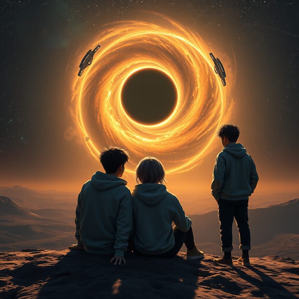 Friends Gaze Upon a Galaxy's Golden Ring in Distant Planet S...