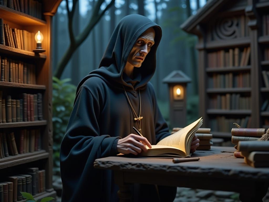 Ethereal Elf Unveils Ancient Secrets in Mysterious Library