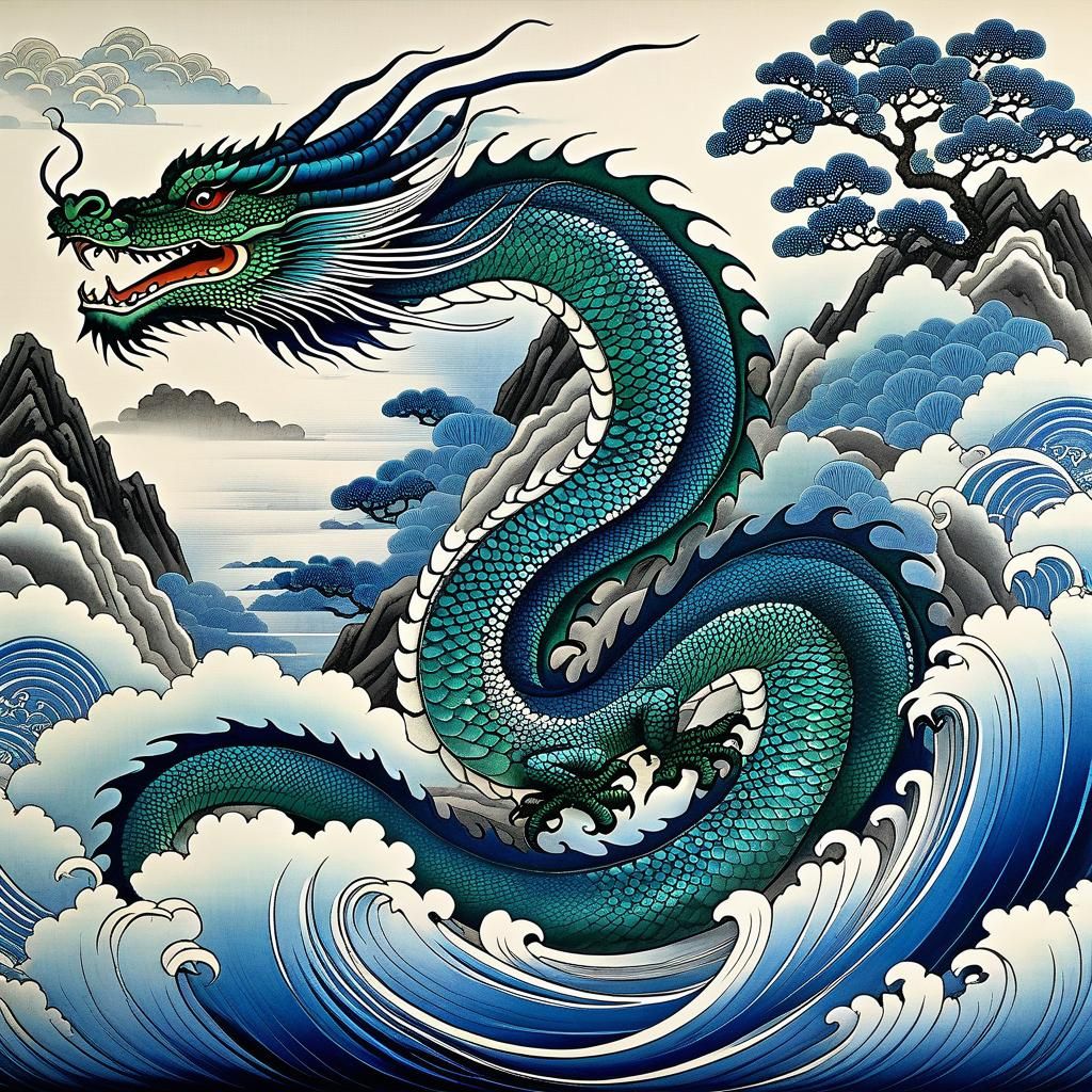 Refined Chinese Water Dragon Illustration