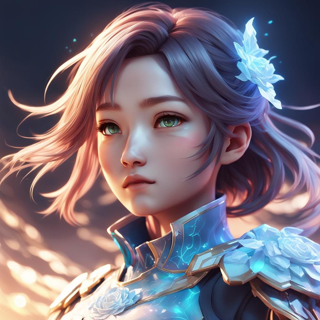 Ethereal Anime Girl Portrait in 3D Art Style