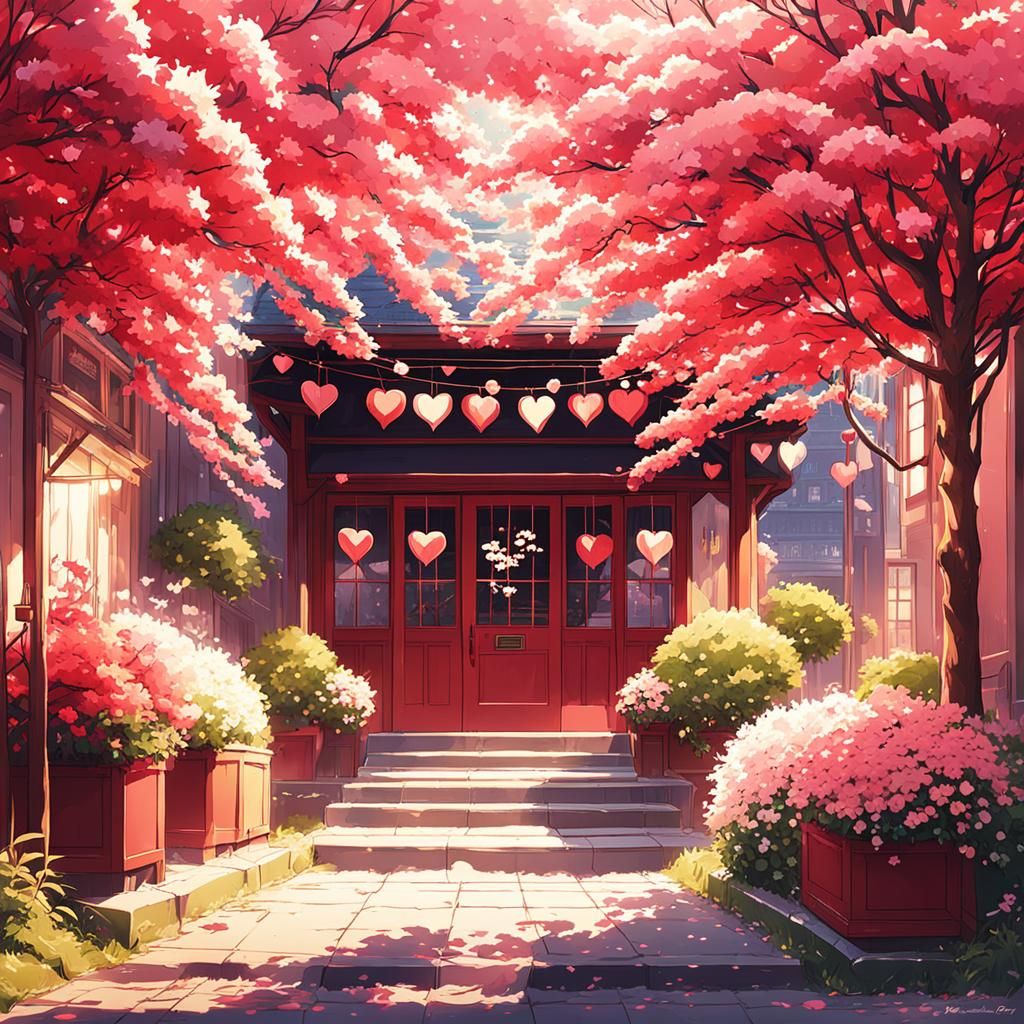 Cute Valentine's Day Decor in Anime Style