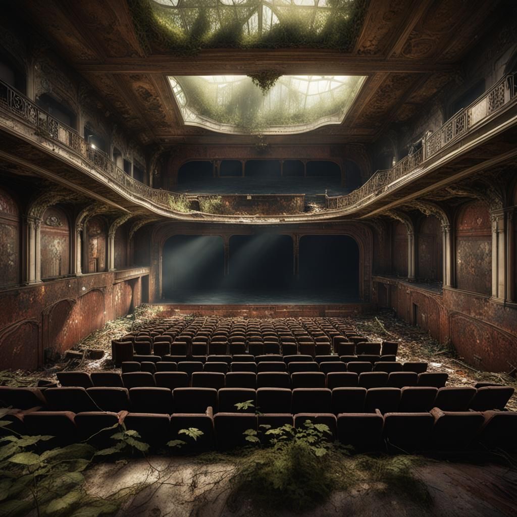 Abandoned Opulent Theatre: Photorealistic Detailed Octane Im...