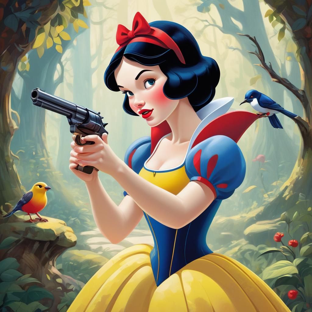 Whimsical Snow White in a Delicate Disney-Inspired Art Style