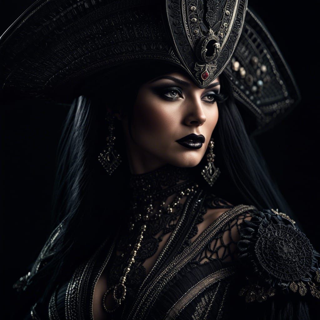 Hyperrealistic Portrait of Dark-Haired Woman