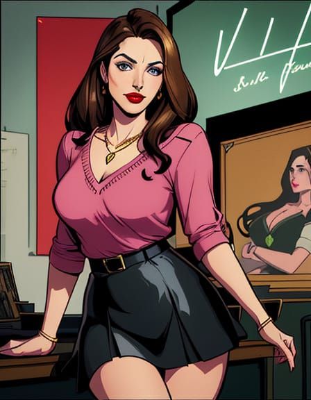 Beautiful Teacher Portrait in Cel-Shaded Comic Style