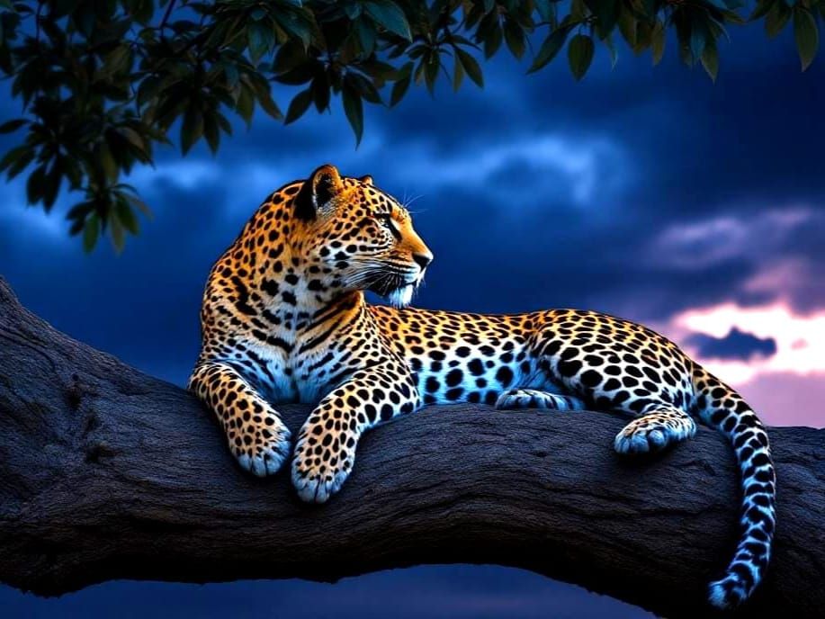 Leopard Portrait During a Dramatic Lightning Storm