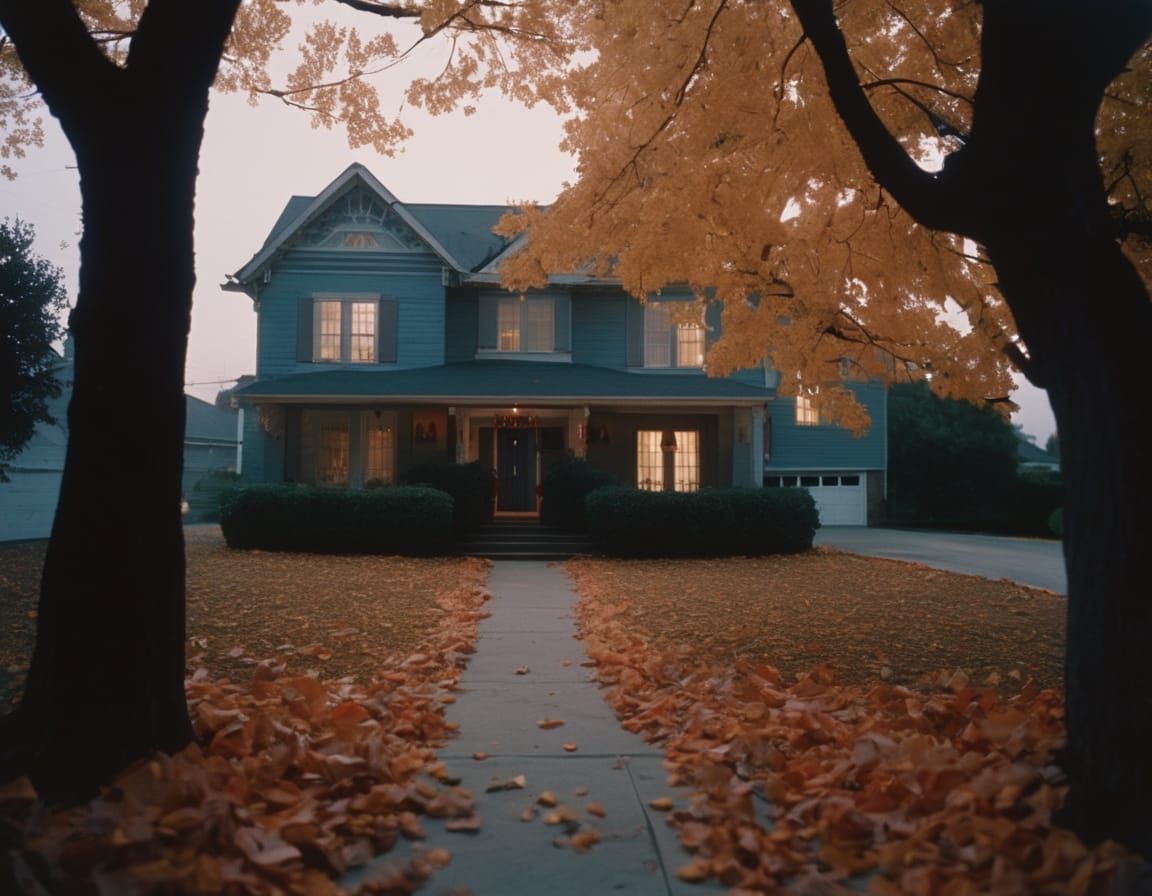 Surreal Halloween Night Children Trick-Or-Treating