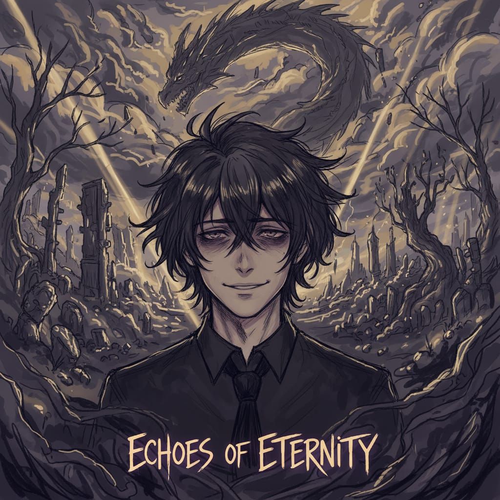 Anime Character Art: Happy Yet Tired Guy in Sketchy Style