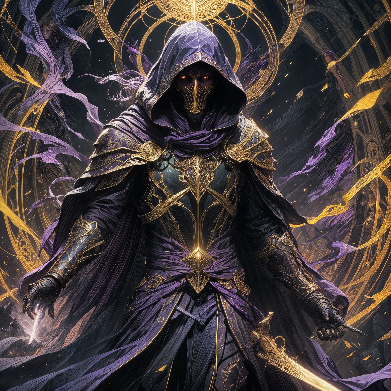 Dark Fantasy Backstabber in Style of Alphonse Mucha