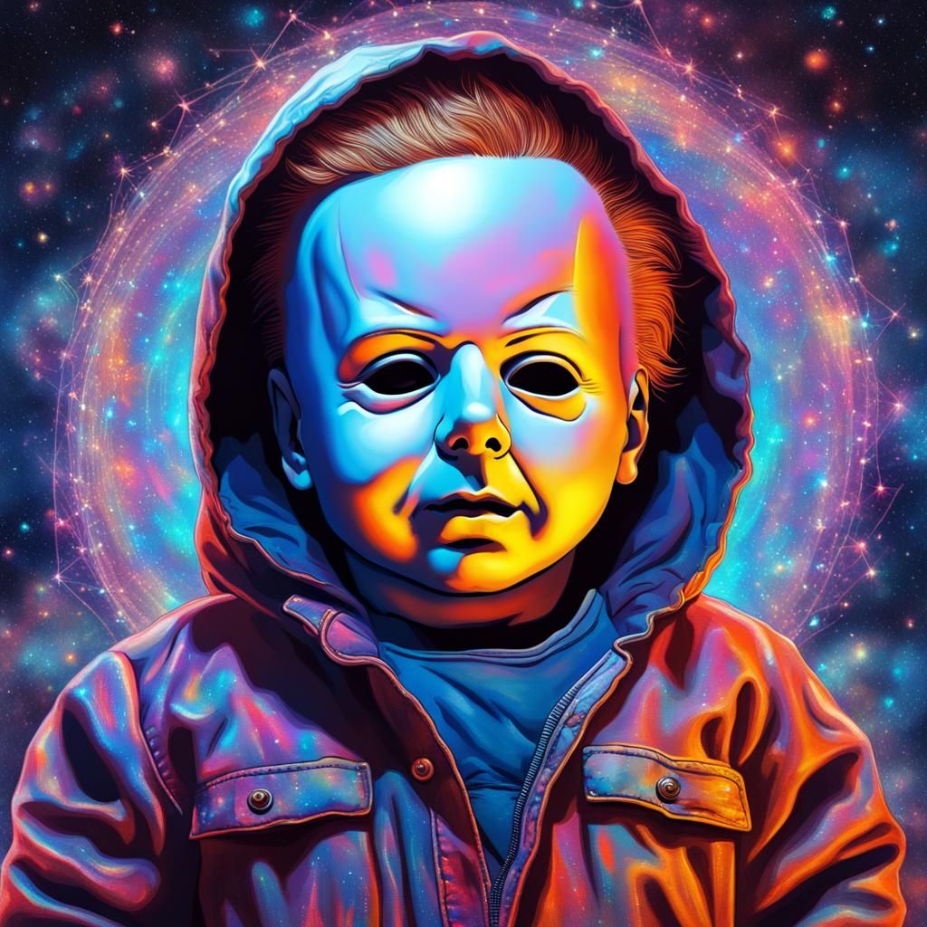 Baby Michael Myers in Cosmic Illustration