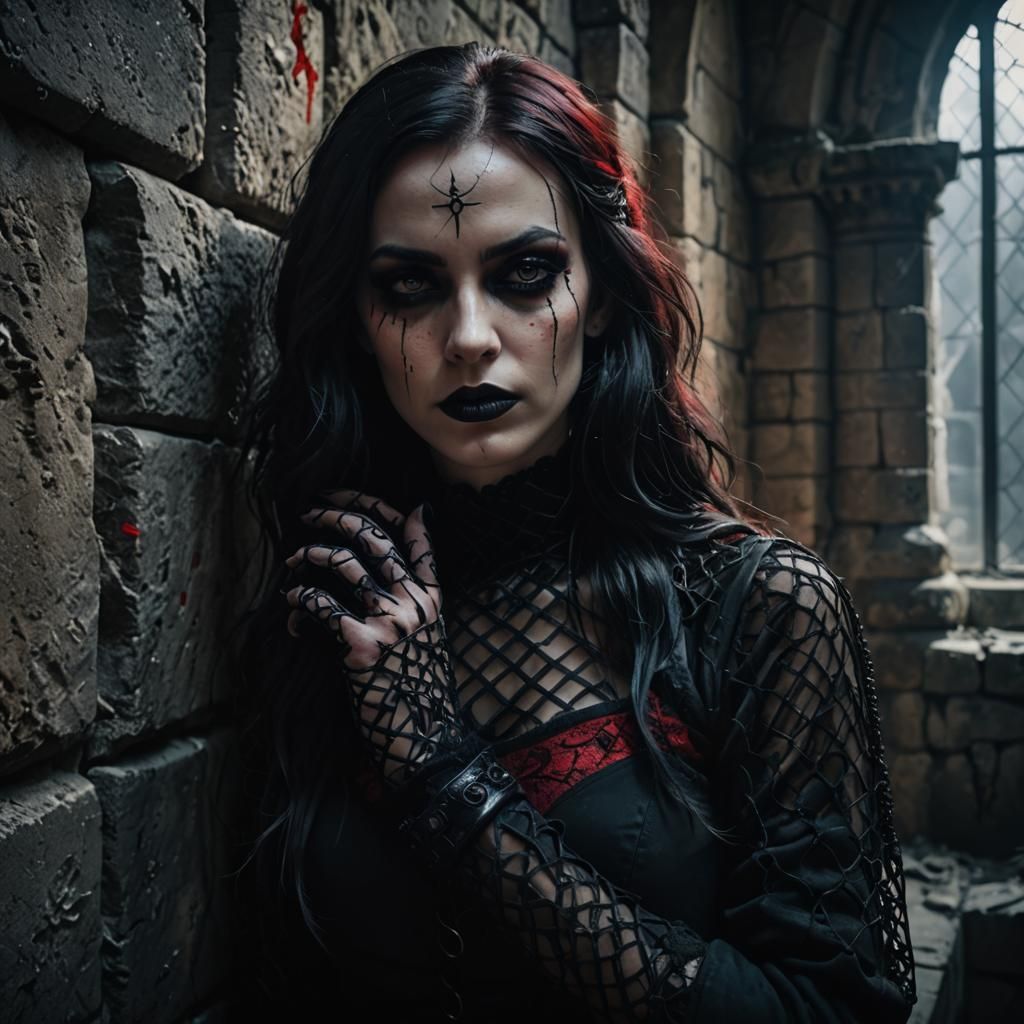 Dark Fantasy Goth Girl Portrait in Cathedral