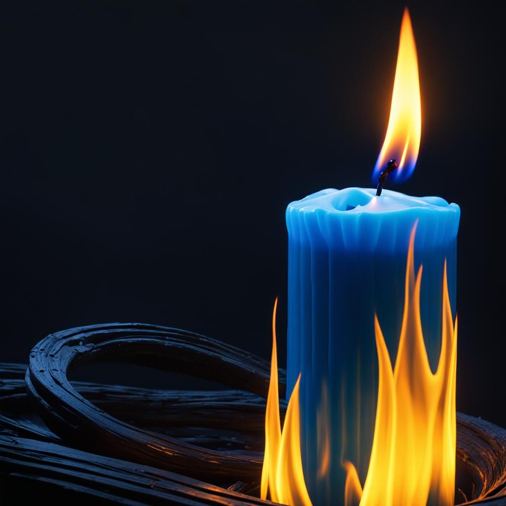 Blue and Yellow Candle Flame, Digital Art