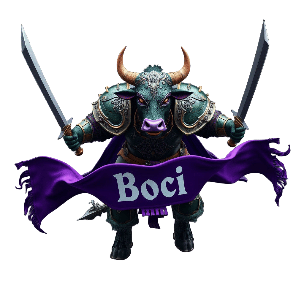 Cow Warrior Charging Forward in Detailed Matte Painting