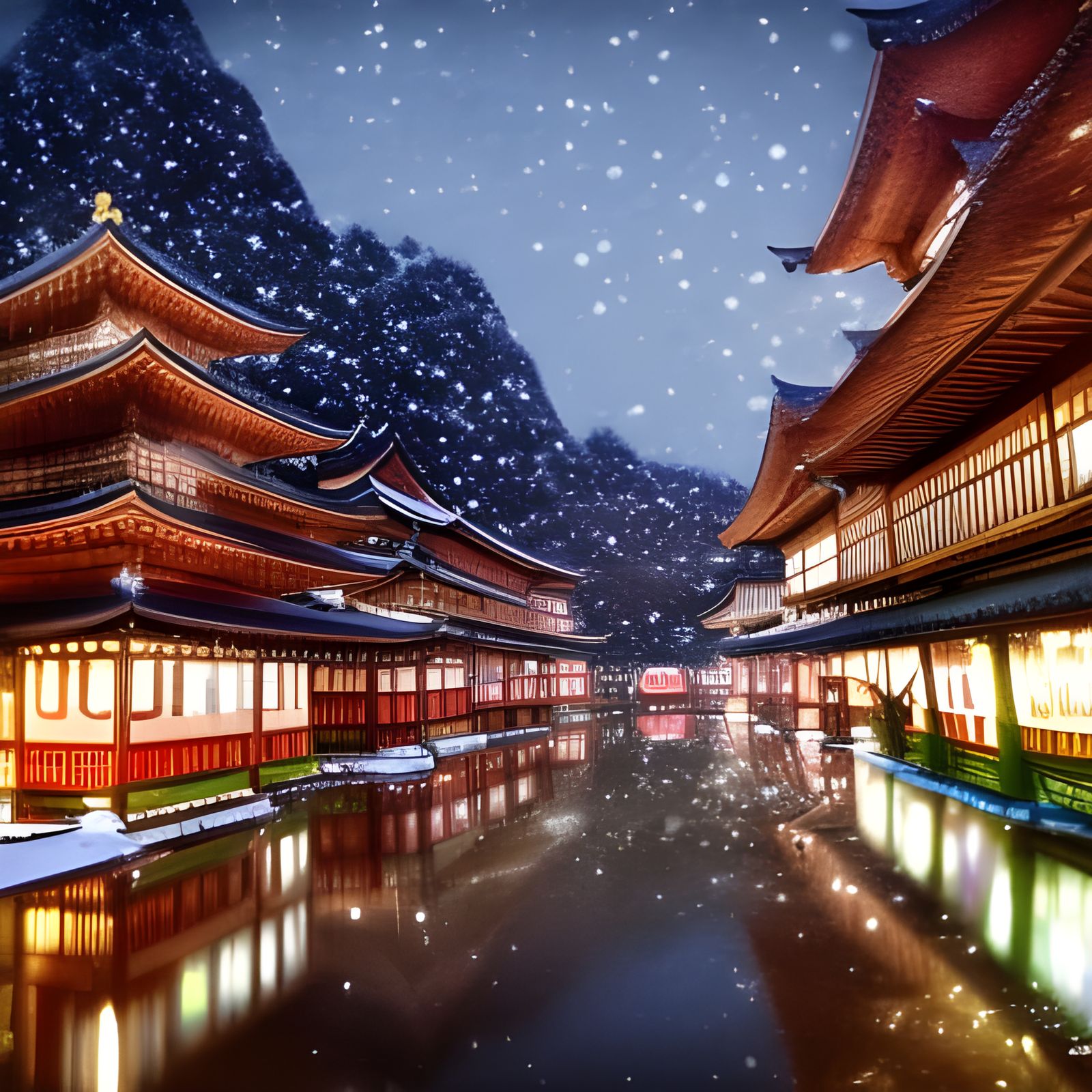 Christmas in Kyoto: Lo-fi Fantasy Concept Art