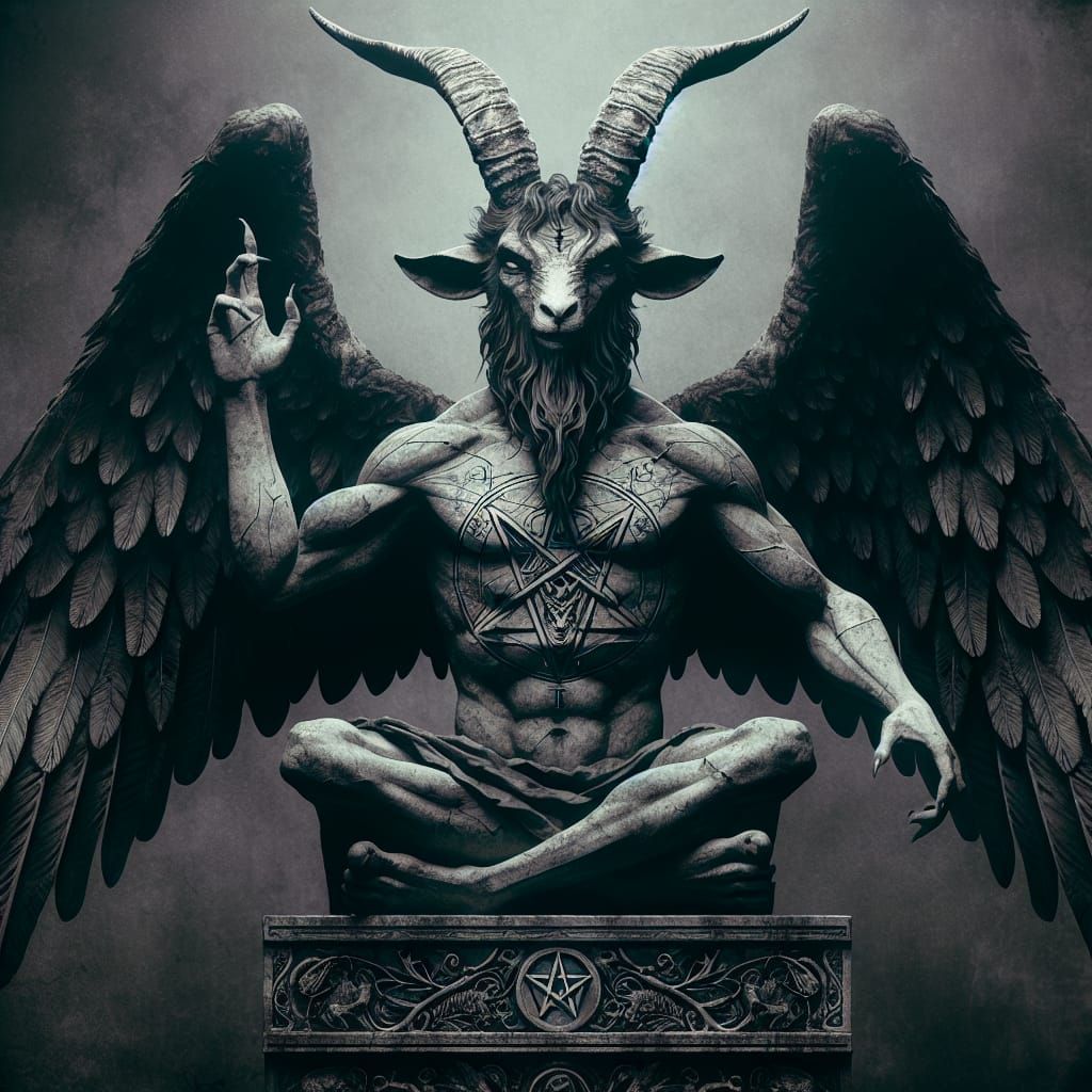 Mystical Baphomet with Goat Head and Wings