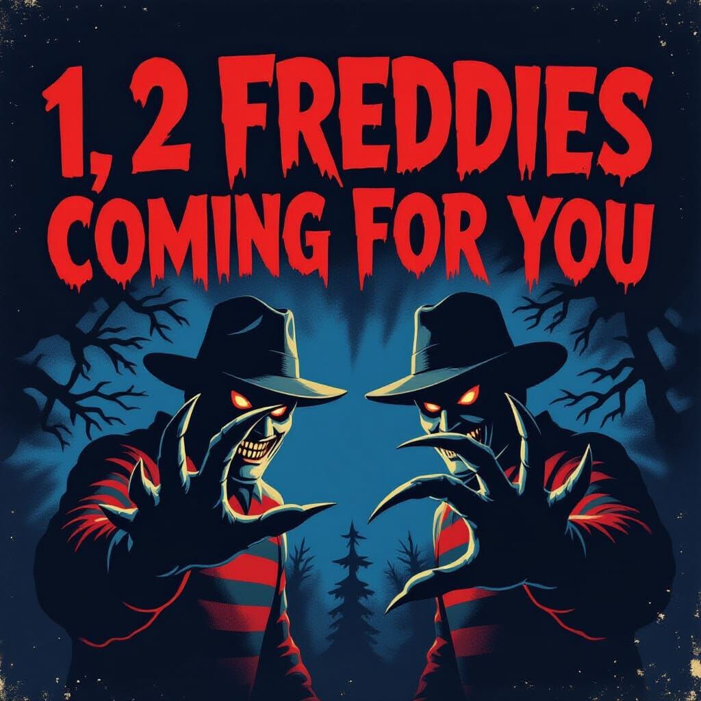 Vintage Horror Poster: Shadow Figures with Claws