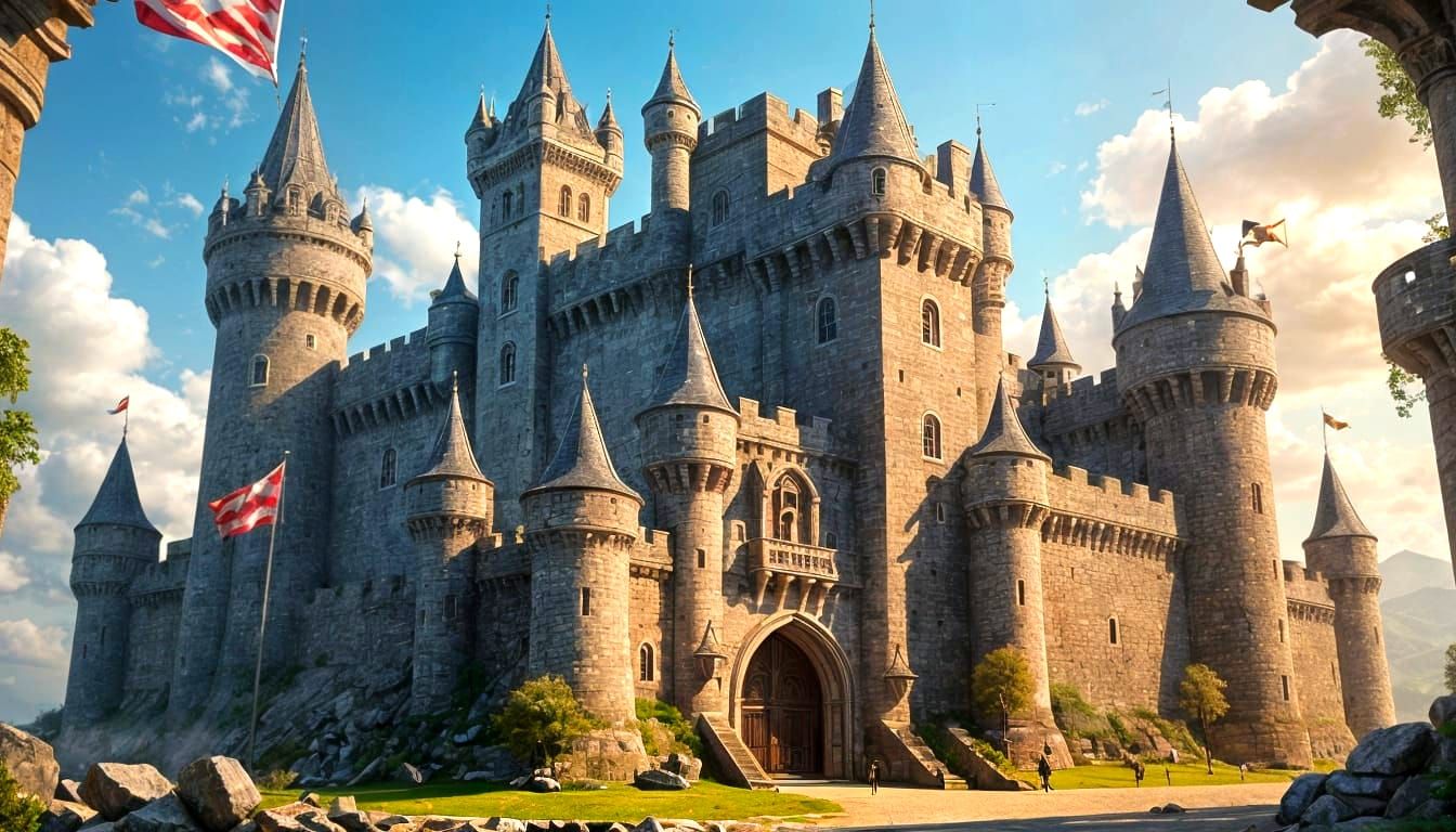 Hyperrealistic Castle with Towers and Walls in 8K