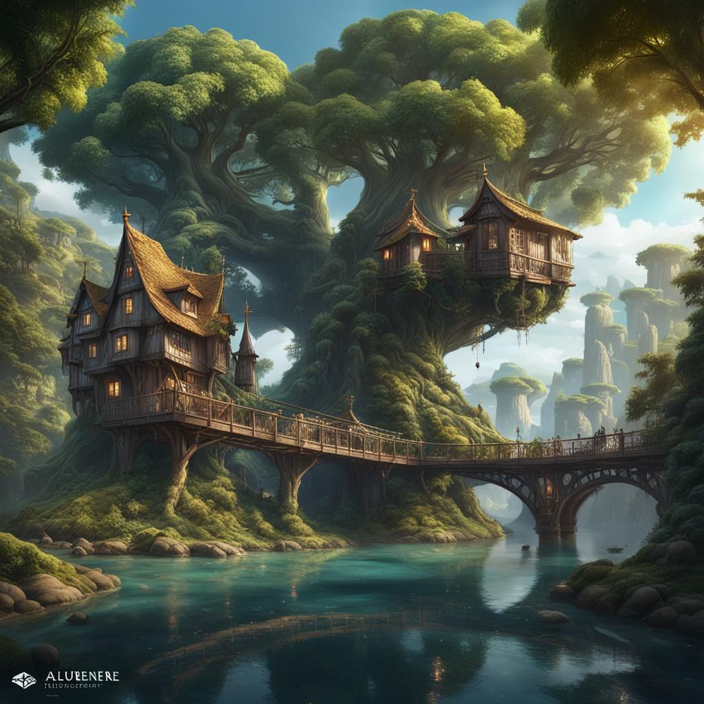 Alluveterre: Giant Treehouses in Fantasy Landscape